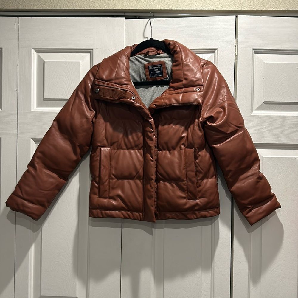 Abercrombie & Fitch Faux Leather Bomber Coat, Size XS